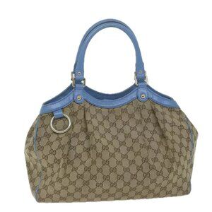 GUCCI GG Canvas Hand Bag Beige Auth